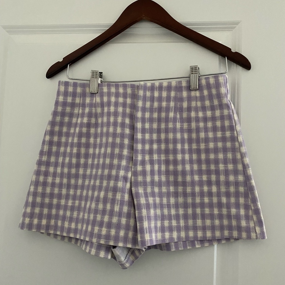 Zara Lilac Gingham Shorts